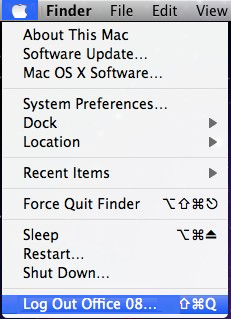 Log out in the Apple icon.