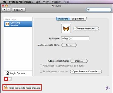 Select the Plus sign at the lower-left corner to open a new account.